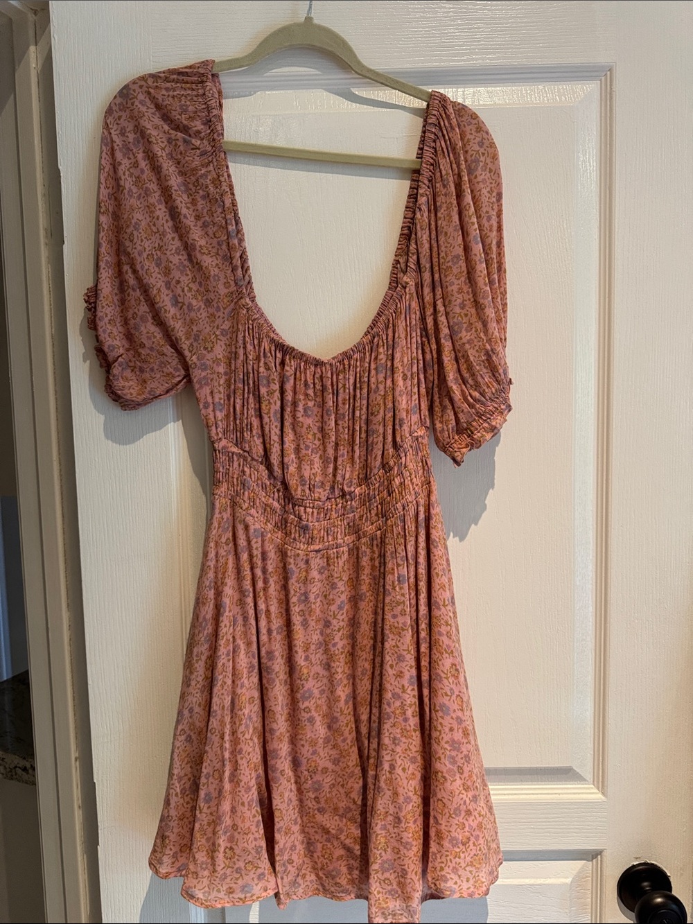 SPELL DESIGNS Smocked Waist Pink Floral Short Dress